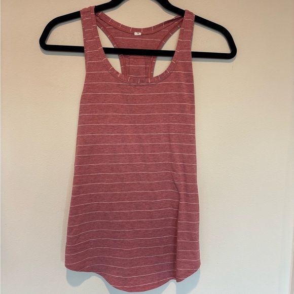 Lululemon Athletica Pink & White Stripped Sleeveless Tank Top 4 - Picture 1 of 4